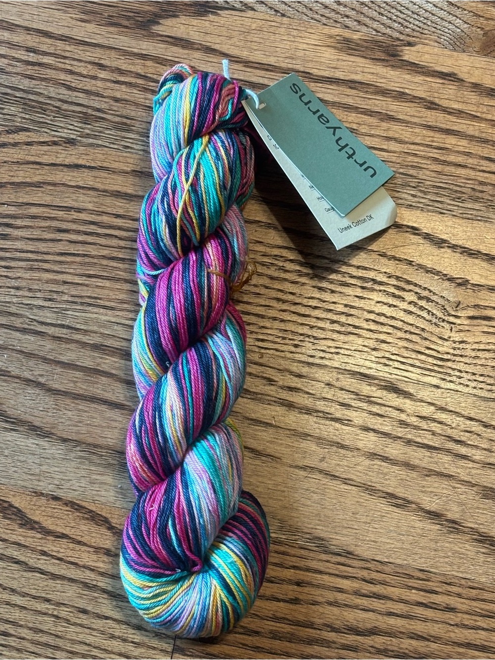 Urth Yarns Uneek Cotton DK Weight 1089 Multicolor Blue Hank Knit Crochet Pink